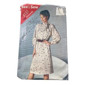Butterick 5131 See & Sew Misses Dress Size B 12-14-16 Sewing Pattern Vintage CUT